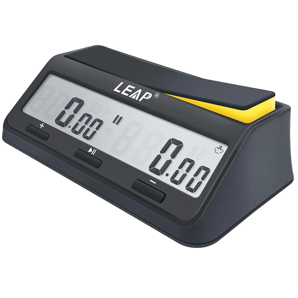 LEAP PQ9917 Chess Clock Digital Chess Timer for Board Game and Chess Timer with Bonus & Delay Count Down up Alarm Black/Orange