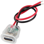 5/10pcs Type-C Female 2P Wire Type USB Connector Pigtail Cable Extension Power Cable Open End Connector Transparent with Light