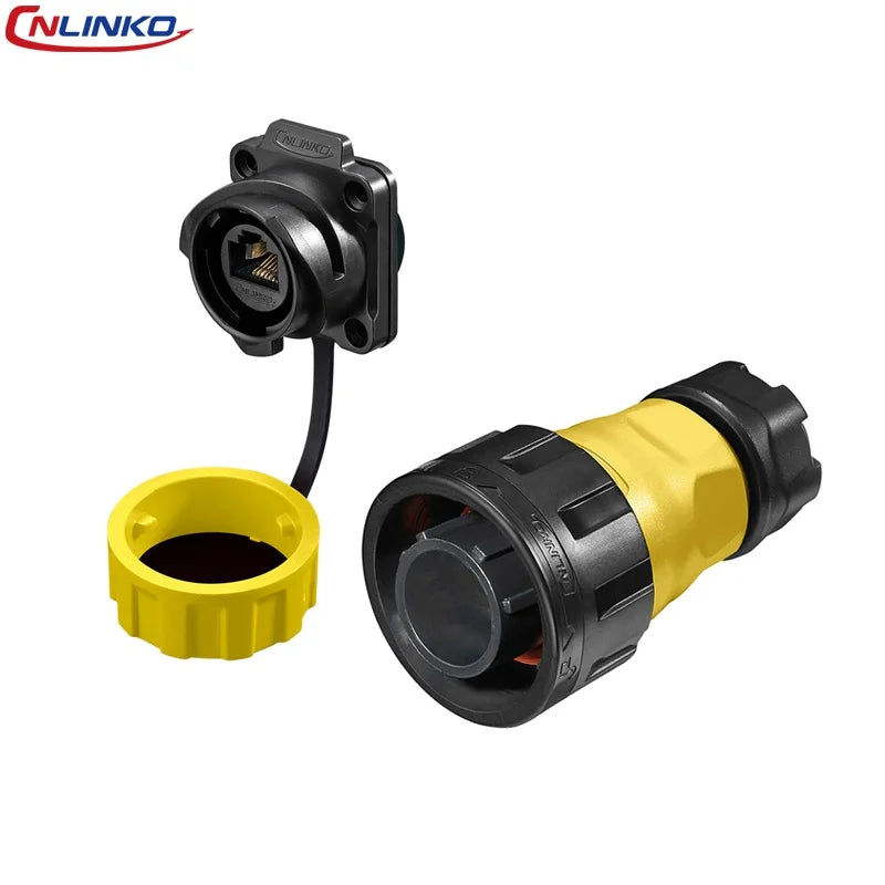 CNLINKO M24 RJ45 Plastic Circular Connector Waterproof Ethernet Cable Coupler Junction Box RJ45 Connector for Industrial Network