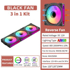 Coolcirc ARGB Infinity Mirror PC Case Fan - 3-Pack 120mm Free Wire-Splicing Cooling Fan with PWM Silent Fan for Computer Case