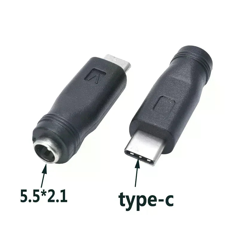 1/2pc DC Power Adapter Converter 5.5x2.1mm Female Jack To USB Type C Male Connector