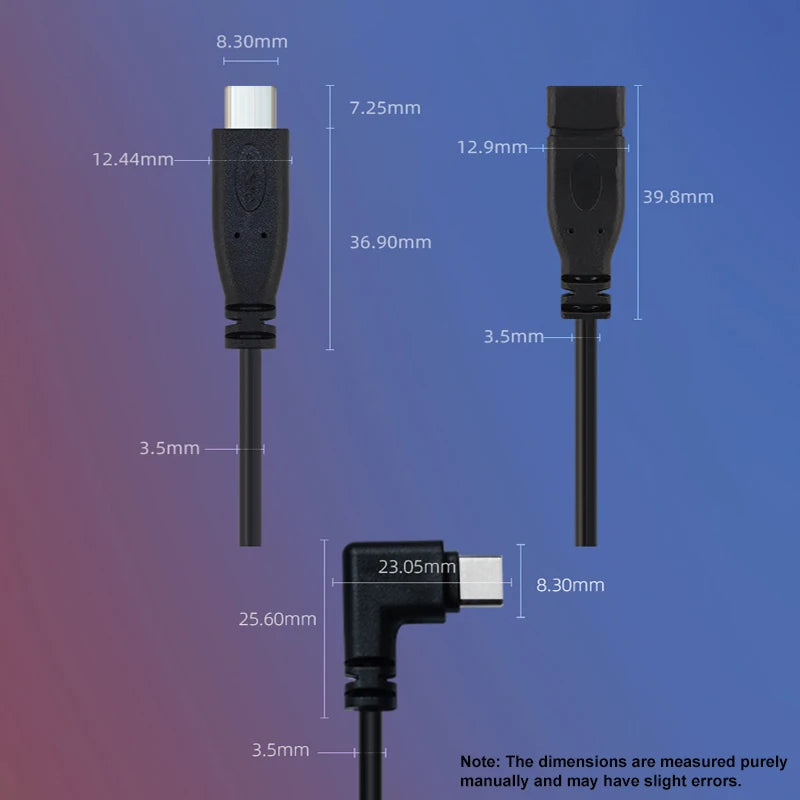 DIY Repair Welding Cable 2 Wire 4 Wires Type C USB 2.0 Elbow Head Male Female Jack 4pin/2pin Type-C Male Extension Cable 0.25M