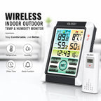 Wireless Indoor Outdoor Weather Station Digital Thermometer Hygrometer, 433MHz Remote Sensor, 328ft Range, Color LCD, Max/Min