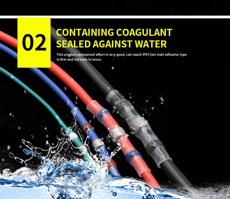 Solder Seal Wire Connectors 3:1 Heat Shrink Insulated Electrical Wires Terminals Butt Splice Waterproof 10/20/30//50/100pcs
