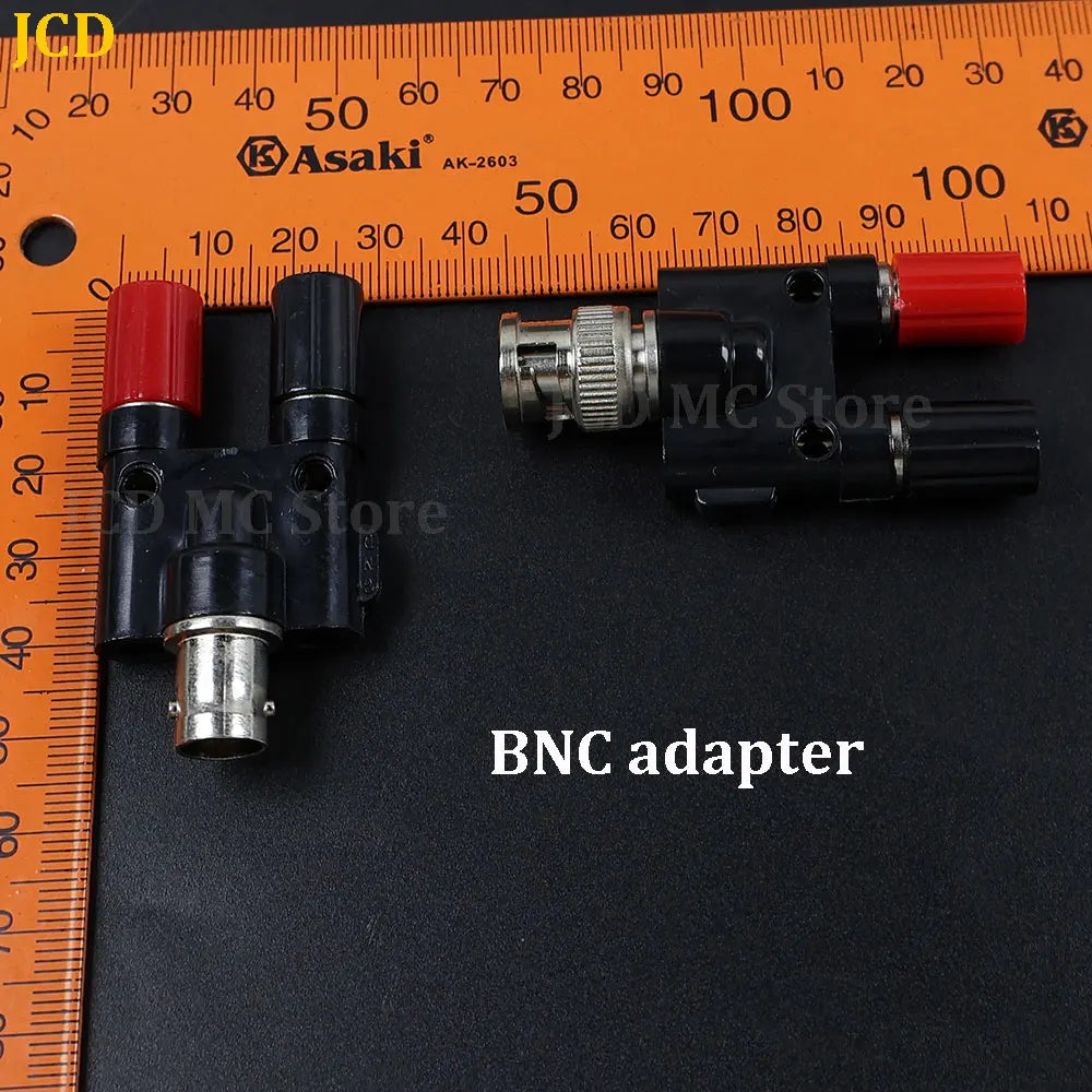 1PC Q9 BNC Adapter BNC Banana To Two Dual 4mm Banana Male Female Jack Coaxial Connector BNC Tee Type 3Way Splitter RF Adapter