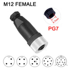 Cloweit IP67 M12 Sensor Connector Waterproof Male&Female Plug Screw Threaded Coupling  3 4 5 8 12 Pin A Type Angle Electrical