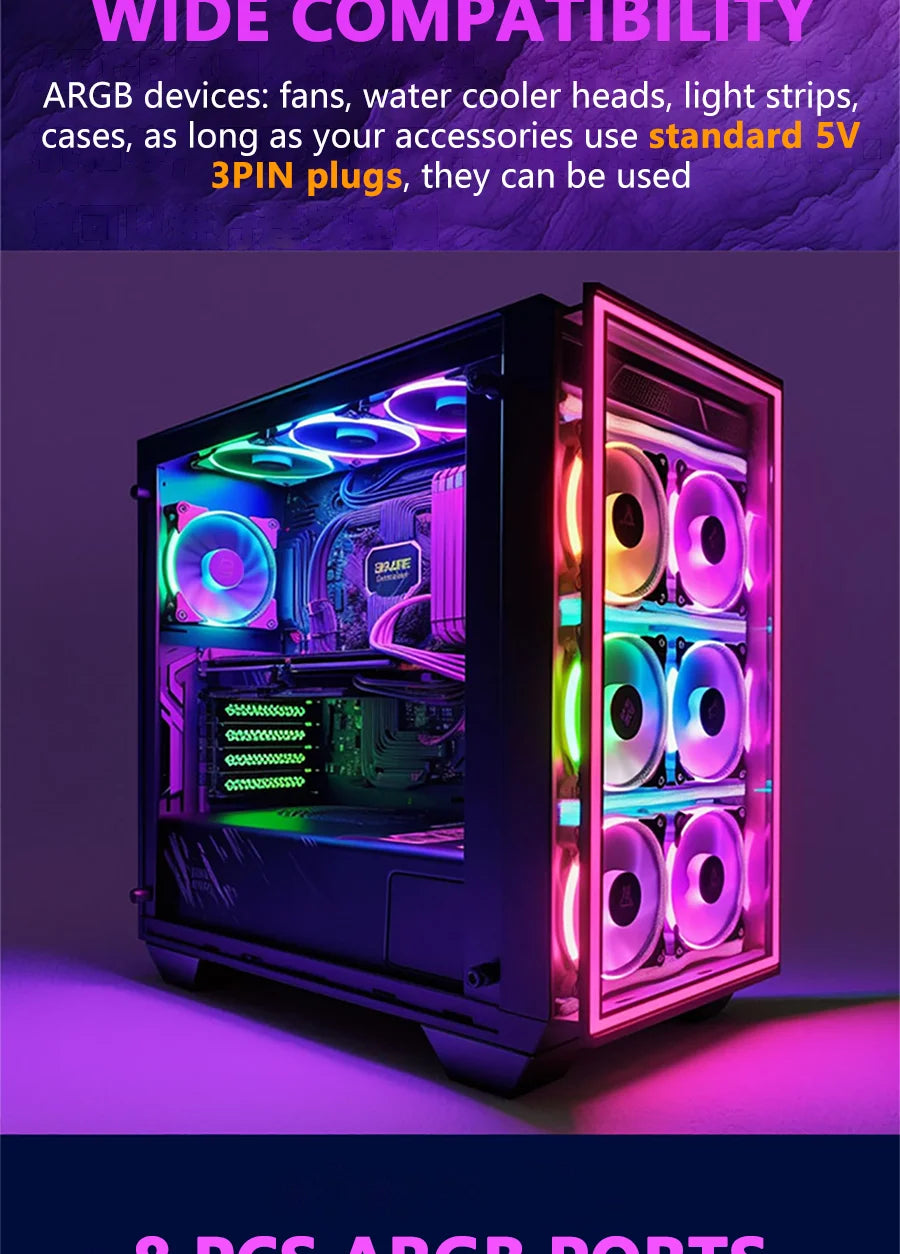 Nollie SignalRGB OpenRGB Universal Addressable 5V 3PIN ARGB Asynchronous Controller HUB For Computer PC Cooling Fans Light Strip