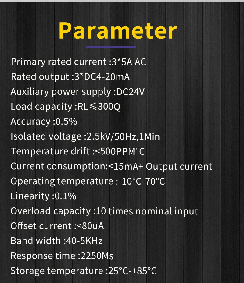3 Phase AC Current Transducer 0-1A 0-5A 0-10A 0-20A Current Sensor 4-20mA 0-10V 0-5V AC Current Transmitter