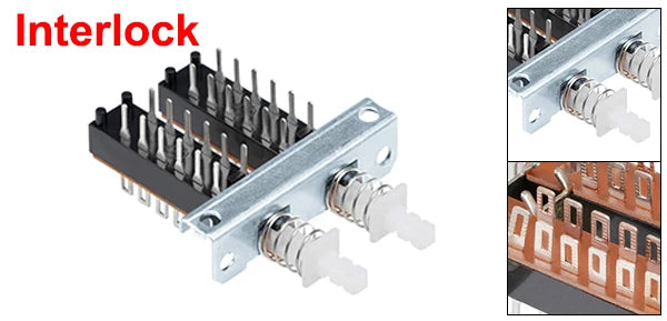 1Pc Interlock/Latching Push Button Switch Piano Type 6/12/18/24Pin 1/2/3/4/5/6/7/8 Row Straight Through Hole Straight Key Switch
