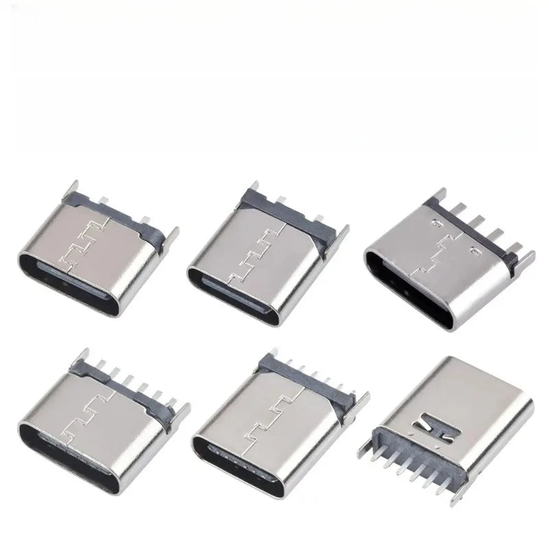 10Pcs USB Connector Type C Female Charging Port Jack 2/4/6/16 Pin Type-C Socket PCB Soldering SMD SMT DIY Repair Type C Adapter