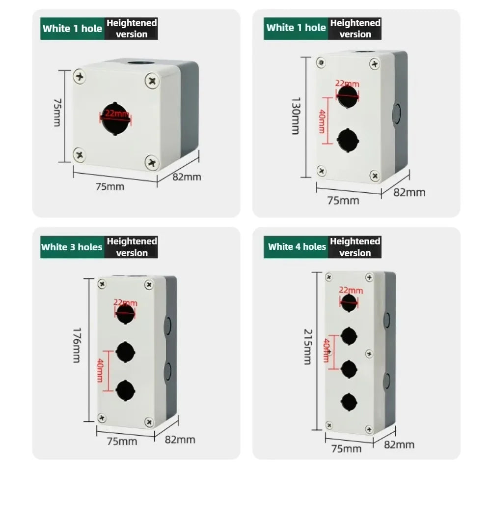 1/2/3/4/5 Hole Button Switch Control Box Button Emergency Stop Dustproof Waterproof IP65 Button Thickened Yellow Gray