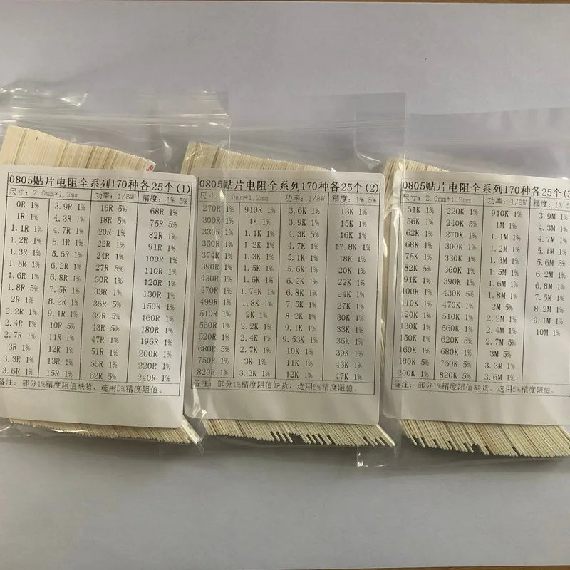 0201 0402 0603 0805 1206 1210 2512 SMD Resistor Assortment Kit, Mixed Resistors with 33 / 60 / 80 / 170 Values