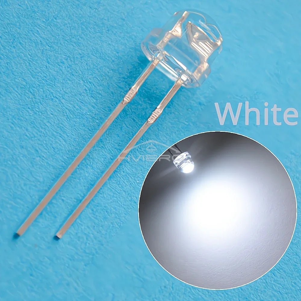 F5 5mm Straw Mini Hat Emitting Diode Ultra Bright Water Clear Light Bead White Blue Green Yellow Red Wide Angle LED Bulb