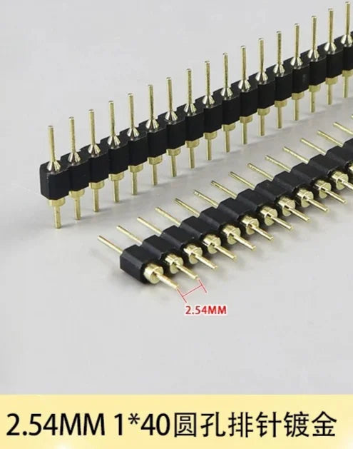 1/5pcs Round Hole Pin Header 1.27/2.0/2.54MM Pitch Row Female/Male Single Row 1x40P / 2x40P Double Row Pin Round Pin Gold Plated