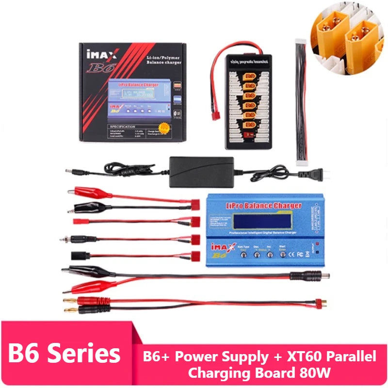 Digital Imax B6 80W Lipo Battery Balance Charger with T /XT60 /Tamiya /Mini Tamiya for 2S 3S 4S 5S 6S RC Lipo Car Boat Toy