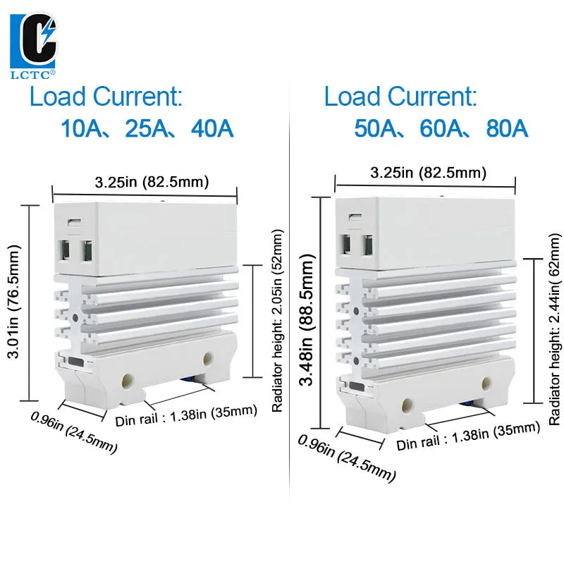 LCTC DIN Rail Mounted Relay SSR Slim Solid State Relay With Heat Sink DC Control AC 10A 25A 40A 50A 60A 80A Industrial Relay