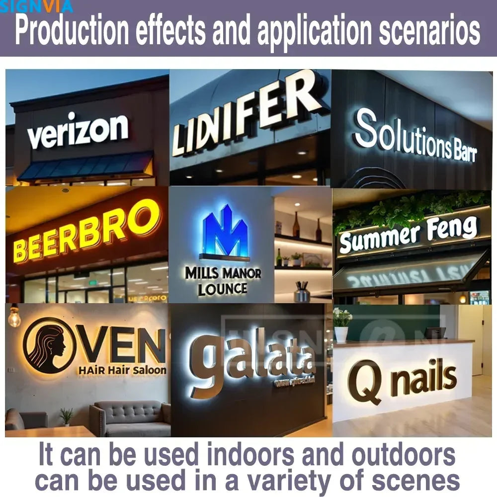 3D Custom Luxury LED Luminous Acrylic Metal Wall Letters - Business Logo Signboard for Cafe Wall Decor & Commercial Advertising
