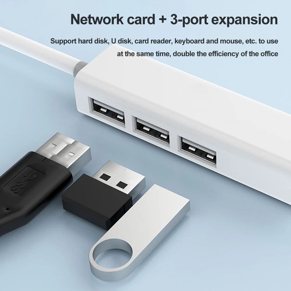 4 in 1 USB Type C to RJ45 Lan Network Card 4 Port USB2.0 Ethernet Card Hub Splitter Adapter 10GBit/s for Laptop PC Driver Free