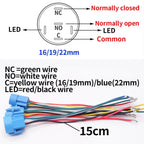 16mm 19mm 22mm Metal Push Button Switch Led Backlit On Off Car Engine Power Start Stop Waterproof With Wire 1NO1NC 5V 12V 220V