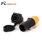 2pcs 3Pins Waterproof IP65 Grade Locking Powercon Male Plug Jack Female Chassis Socket Cable Wire Connector