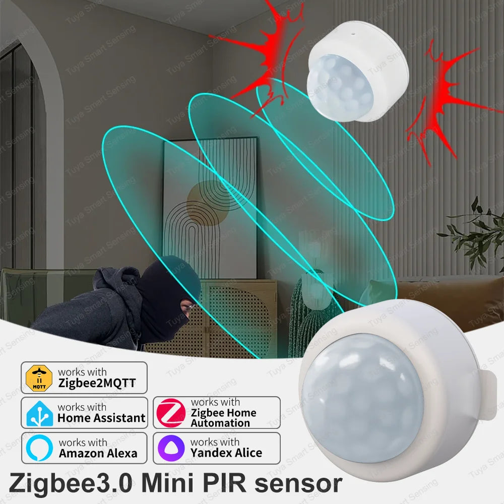 Zigbee PIR Motion Sensor Human Body Infrared Detector Home Security Alarm Movement Detection Sensor Works With ZHA Zigbee2MQTT