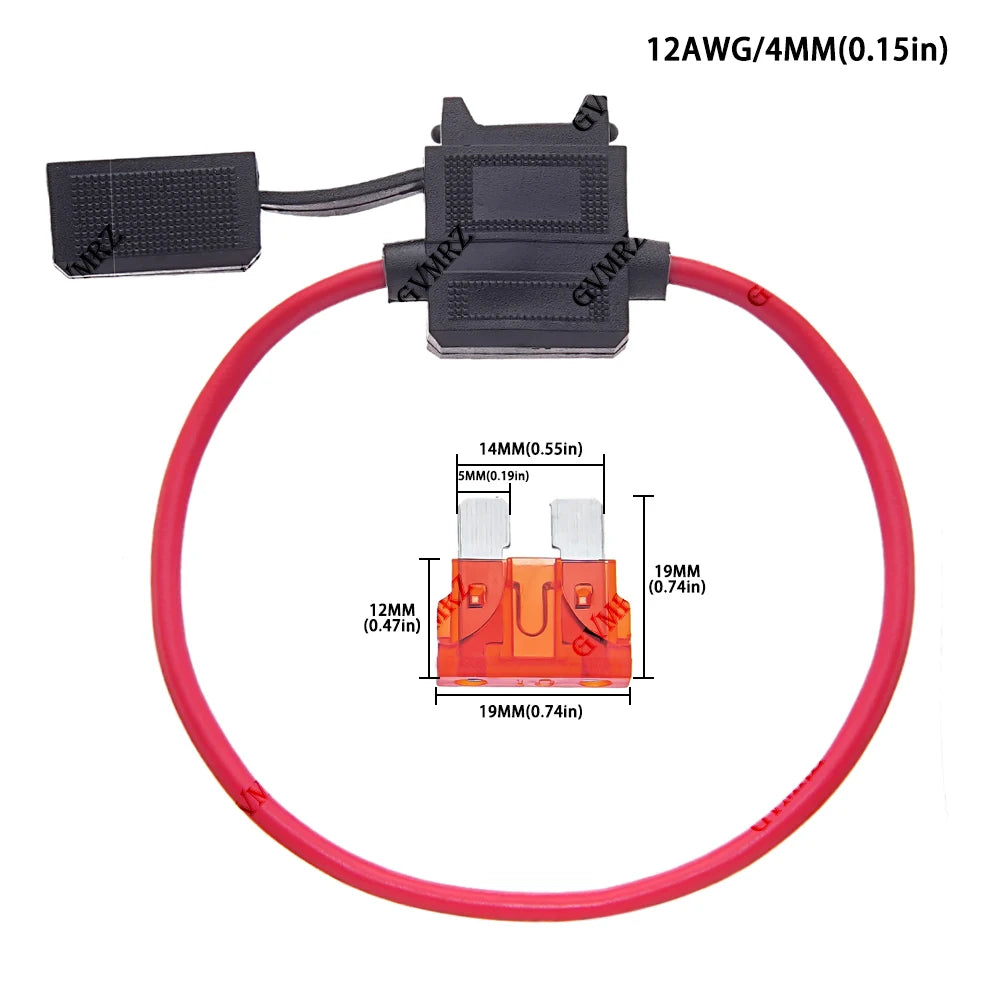 1A 2A 3A 4A 5A 15A-50 ATC Medium Blade Waterproof Fuse Holder For Automobile 32V 18/16/14/12/10AWG Standard Fuse Insert 7.5A 10A
