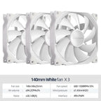 Teucer AF 14025 PC Case Cooling Fan 12V 4Pin PWM MHDB Hydraulic Bearing White 14CM Silent Fan for Computer Radiator Ventilator