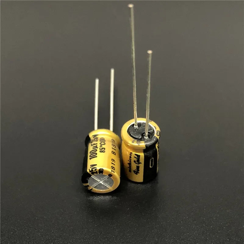 5pcs 100uF 25V NICHICON FG(Fine Gold) 8x11.5mm 25V100uF MUSE Top Grade Audio Capacitor