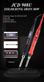 JCD 908U Soldering Iron Kit LCD Display 80W Intelligent Switch Adjustable Temperature Portable Soldering Iron 220V/110V Welding