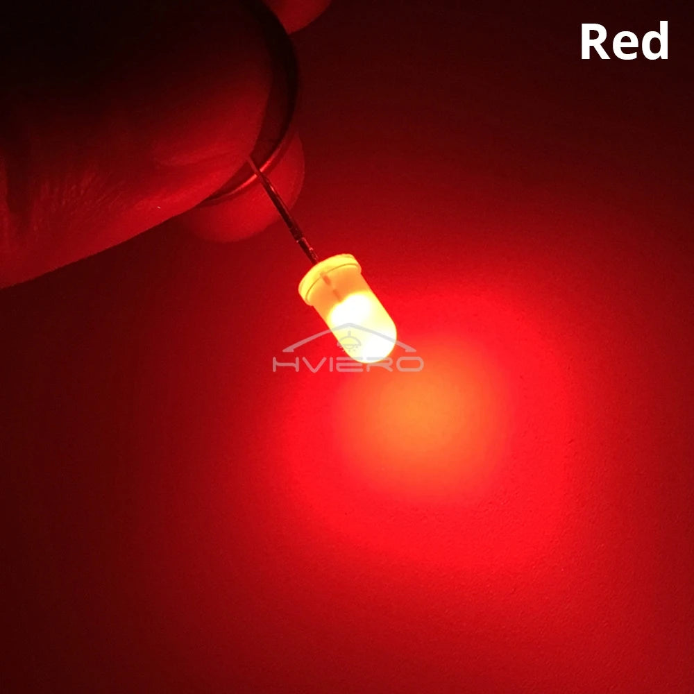 100pcs 5mm Round Diffused White Red Green Blue Yellow Warm Lightemitting Diode 2pin LED 6000~6500K Bulb Light Diodes Lamp 3V