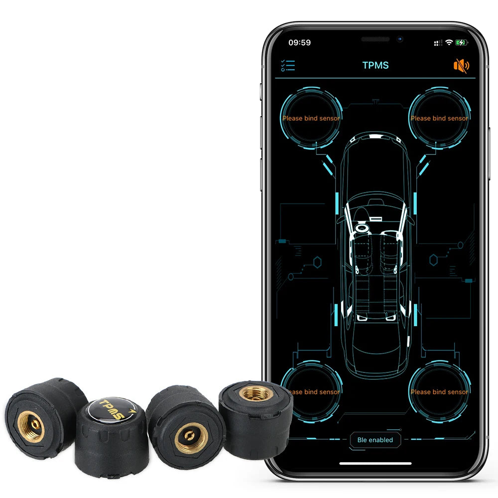 Bluetooth 4.0 5.0 Car Tire Pressure Sensor APP Display Android iOS BLE TPMS Universal External Alarm Tire Pressure Sensors