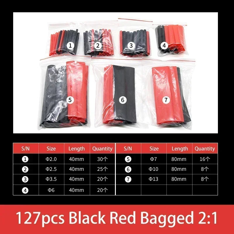Heat Shrink Tube Kit Thermoresistant 2:1 Shrinkage Tubing Wire Wrapping Electrical Connection Cable Insulation Sleeved Protecter