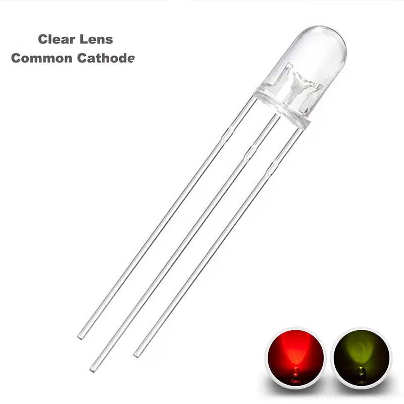 100 Pcs 5mm Led Diode Bicolor Two Color Red Green Blue Commmon Anode Cathode 2V 3V 20mA F5 Light Emitting Lamp Blub For DIY PCB