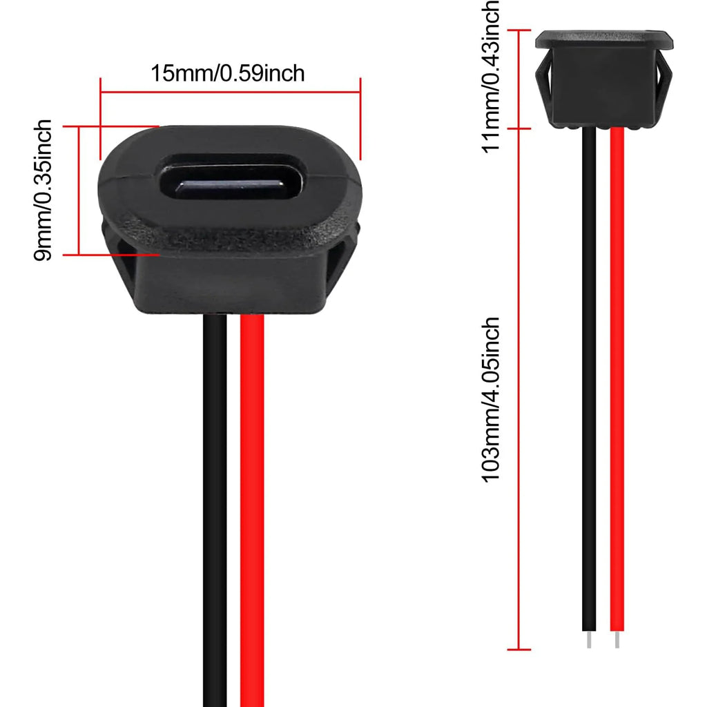 5/10/15PCS USB Type-C Waterproof USB Connector Direct compression female base Female Socket Charging Interface With Welding Wire