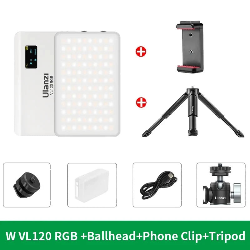 Ulanzi VL120 Full Color RGB Video Light 2500K-9000K LED Photography Lighting Dimmable Camera Light Live Vlog Fill Light