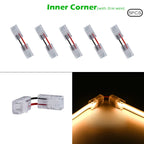 8mm 10mm 2pin COB LED Strip Connector Tape Lights L Shape LED Corner Connectors for SMD COB 5050 2835 Strip Light Fixed Clamps