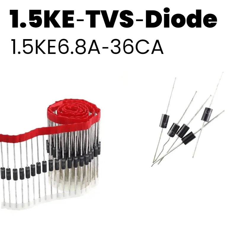 1.5KE Series TVS Diode 1.5KE15A‑36CA Unidirectional Bidirectional Transient Voltage Suppressor DO‑201AD Surge Protection Diode