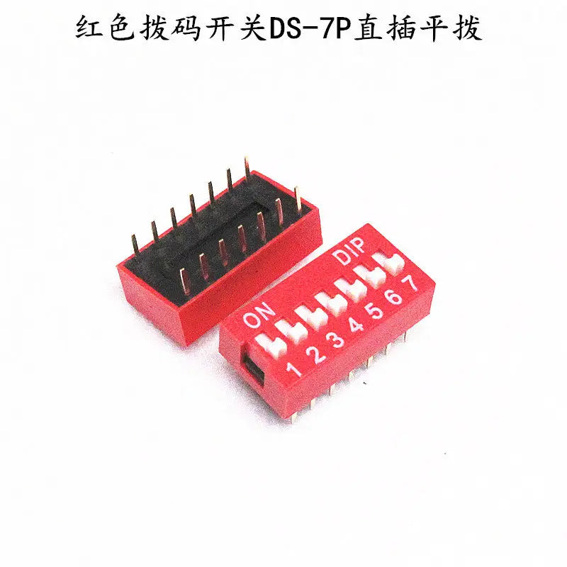 10PCS Red and blue dip switch 1 2 3 4 5 6 7 8 9 10 12PIN toggle switch spacing 2.54mm feet