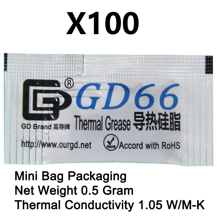 100 Pieces 0.5g Mini Bag Packaging GD Brand Series GD900 Thermal Grease Paste CPU Heat Sink Compound MB05
