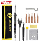 JCD Digital Soldering Iron Set Kit 80W with ON/OFF Switch Adjustable Temperature LCD Welding Tools Ceramic Heater Soldering Tips