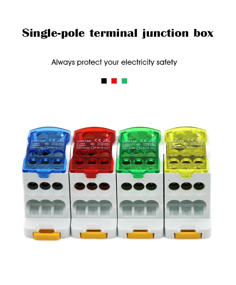 Distribution Unipolar Junction Branch line Box Wire Electrical Connector Din Rail Terminal Block UKK 80A/125A/160A/250A/400/500A