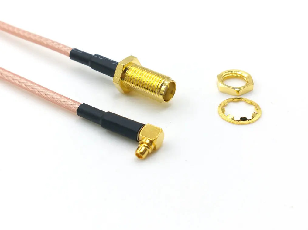 100pcs Copper SMA Female Nut Jack To MMCX Male Plug Right Angle Pigtail Cable Adapter Cable RG316