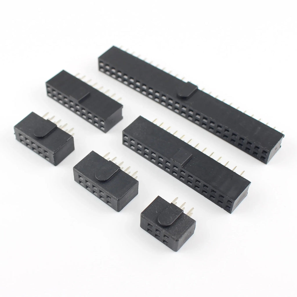 10pcs 2.54mm Pitch Female Header Strip 6/10/14/16/20/26/34/40/50 Pin Dual Straight DIP Polarizing Key Connector 6P 10P 40P 50P