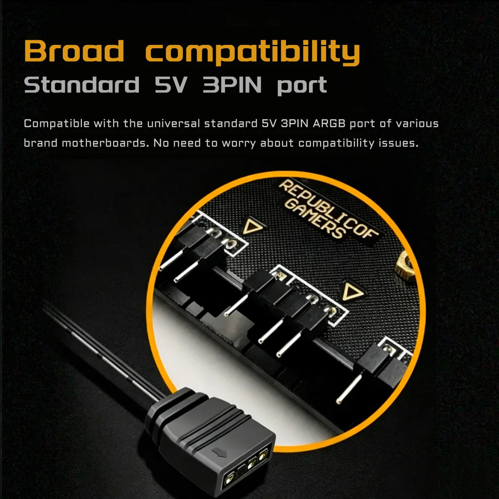 10 Port 5V 3PIN ARGB Fan Hub SATA Powered RGB Splitter for PC Case Addressable RGB Fan Light Strip
