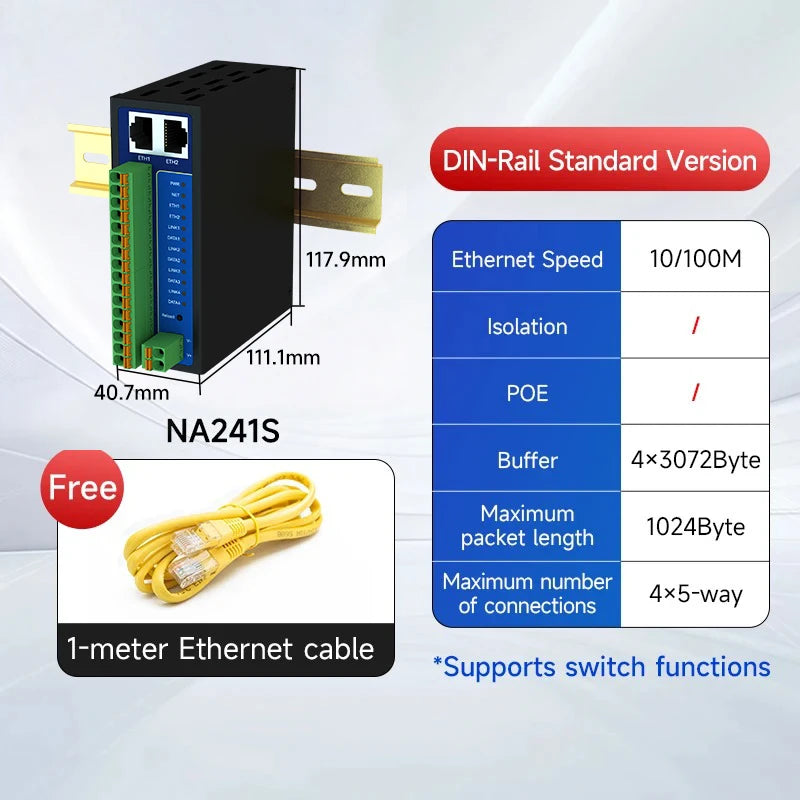 4 Channel Serial Server RS485 RS232 RS422 to Ethernet CDSENET NB144-V2 Series TCP UDP MQTT HTTP Modbus Storage Gateway Watchdog