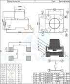 20PCS Tact Push Button Switch 12V Copper 4Pin SMD Micro Switch 6X6X5 4.3 5 5.5 6 7 8 9 10 11 12 13 15MM TV Toys Home Use Button