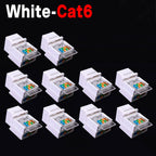 For RJ45 Module Coupler Ethernet Module Female Jack Wall Adapter RJ45 Cat6/Cat5e Ethernet Keystone Jack No Punch-Down Tool-Less