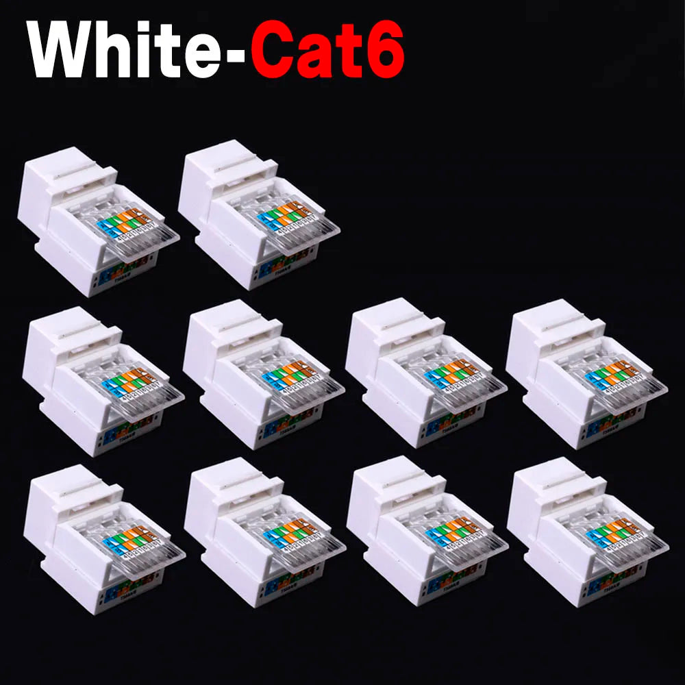 For RJ45 Module Coupler Ethernet Module Female Jack Wall Adapter RJ45 Cat6/Cat5e Ethernet Keystone Jack No Punch-Down Tool-Less