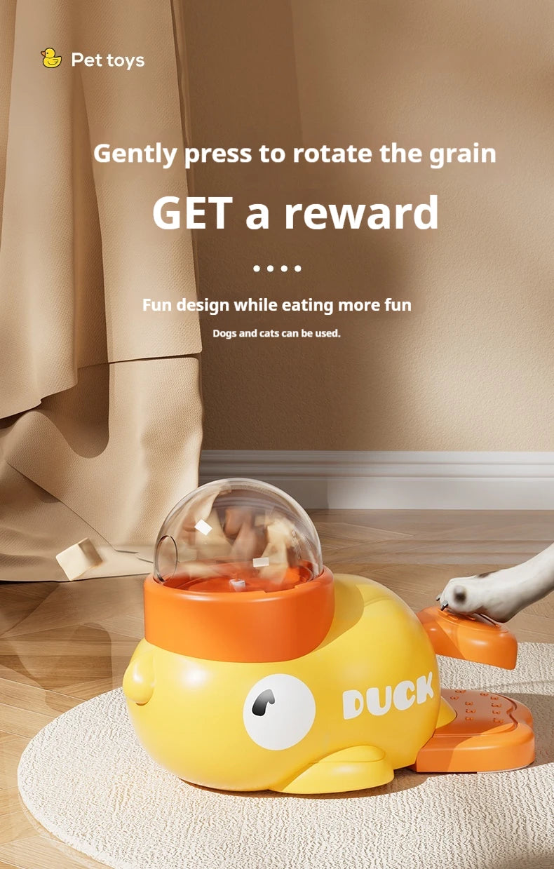 Intelligent Dog Automatic Feeder Cat Dog Puzzle Feeder Interactive Pet Food Treat Dispenser Cartoon Duck Design for Dog Training