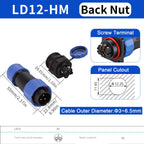 IP68 Waterproof Aviation Connector LD12/16/20/28 Male Plug Female Socket 2 3 4 5 6 7 9 Pin Solder‑free Wire Cable Connector
